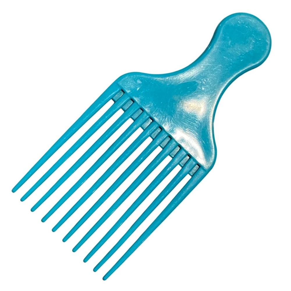 Vtg Goody Hair Pick Plastic Handle Lift Comb 6.5" teal blue 80s 90s